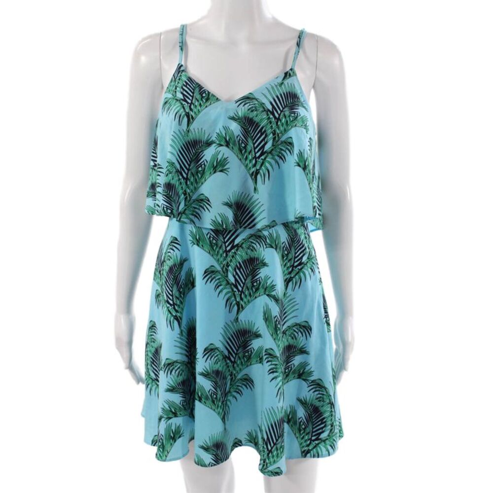 CeCe by Cynthia Steffe Women Mini Dress Blue Floral V-Neck Sleeveless Size 0